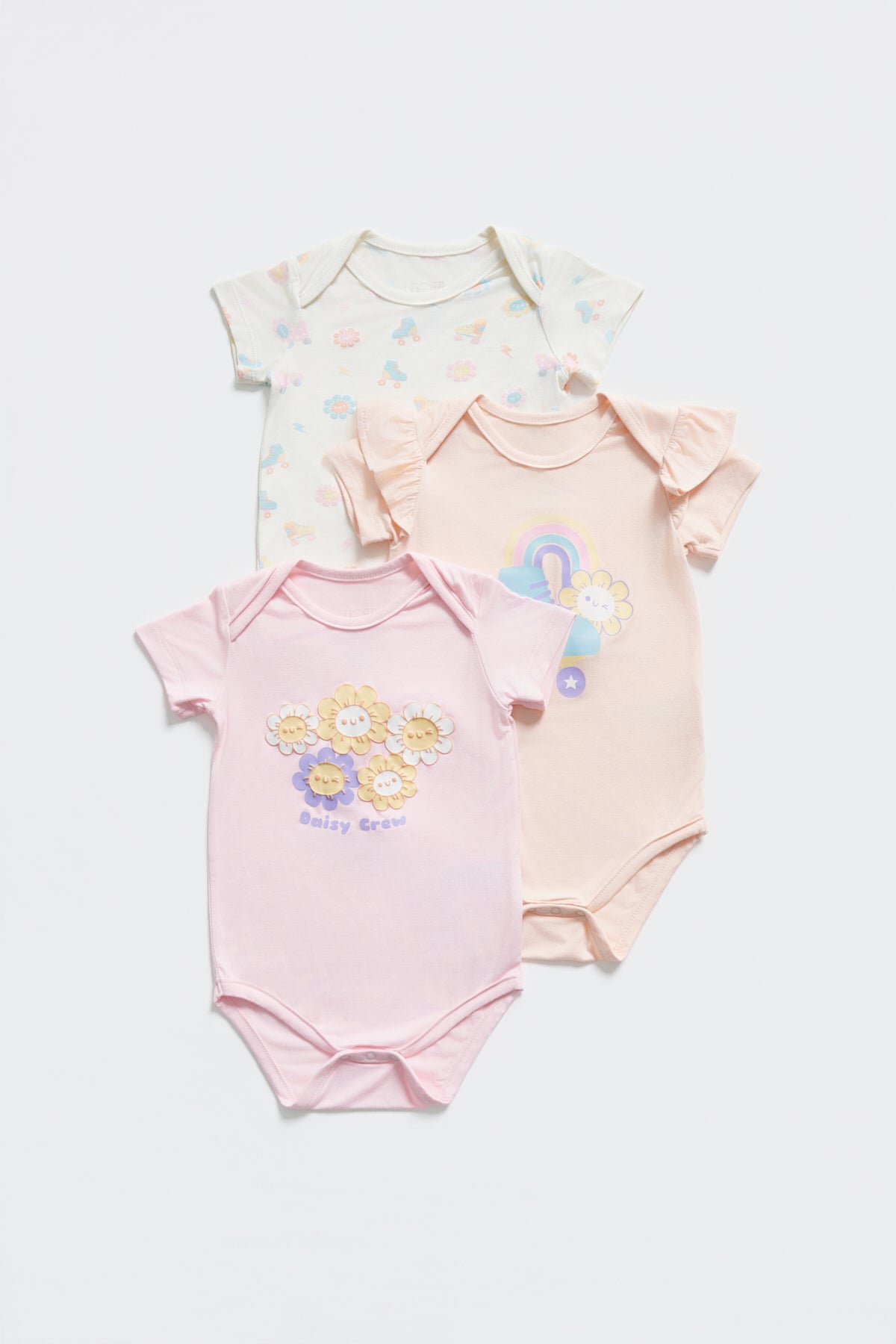 Not Too Big Daisy Crew Bodysuit - 3 Pack