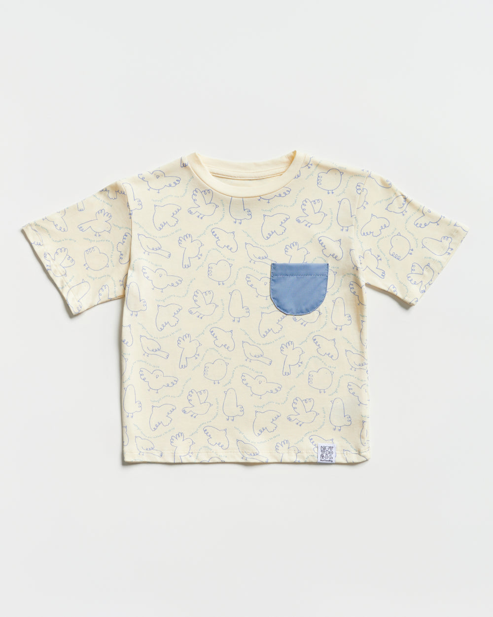 Not Too Big Birds Oversized Pocket Tee - Bluebird