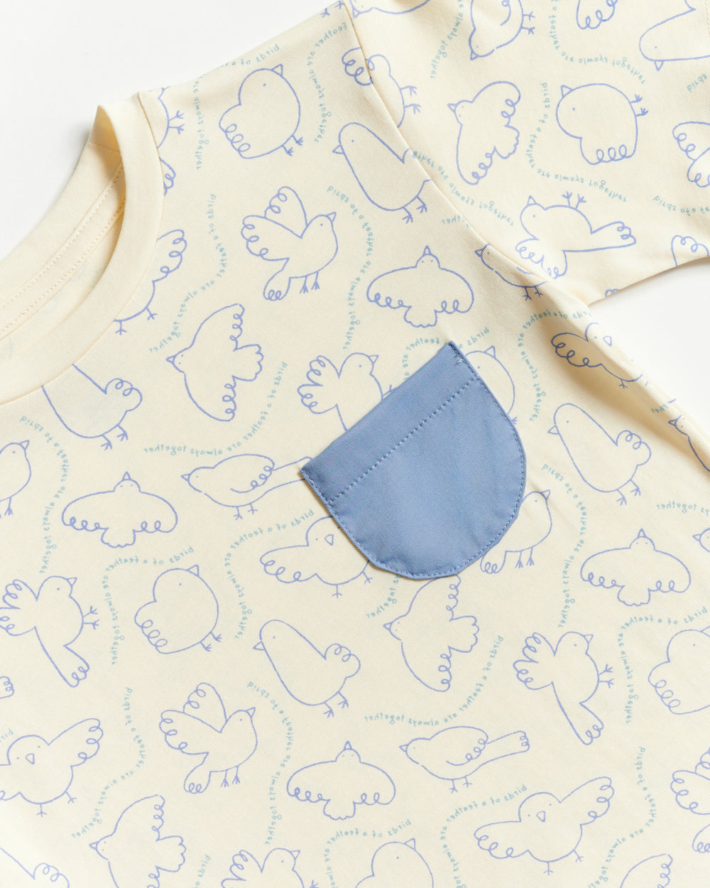 Not Too Big Birds Oversized Pocket Tee - Bluebird