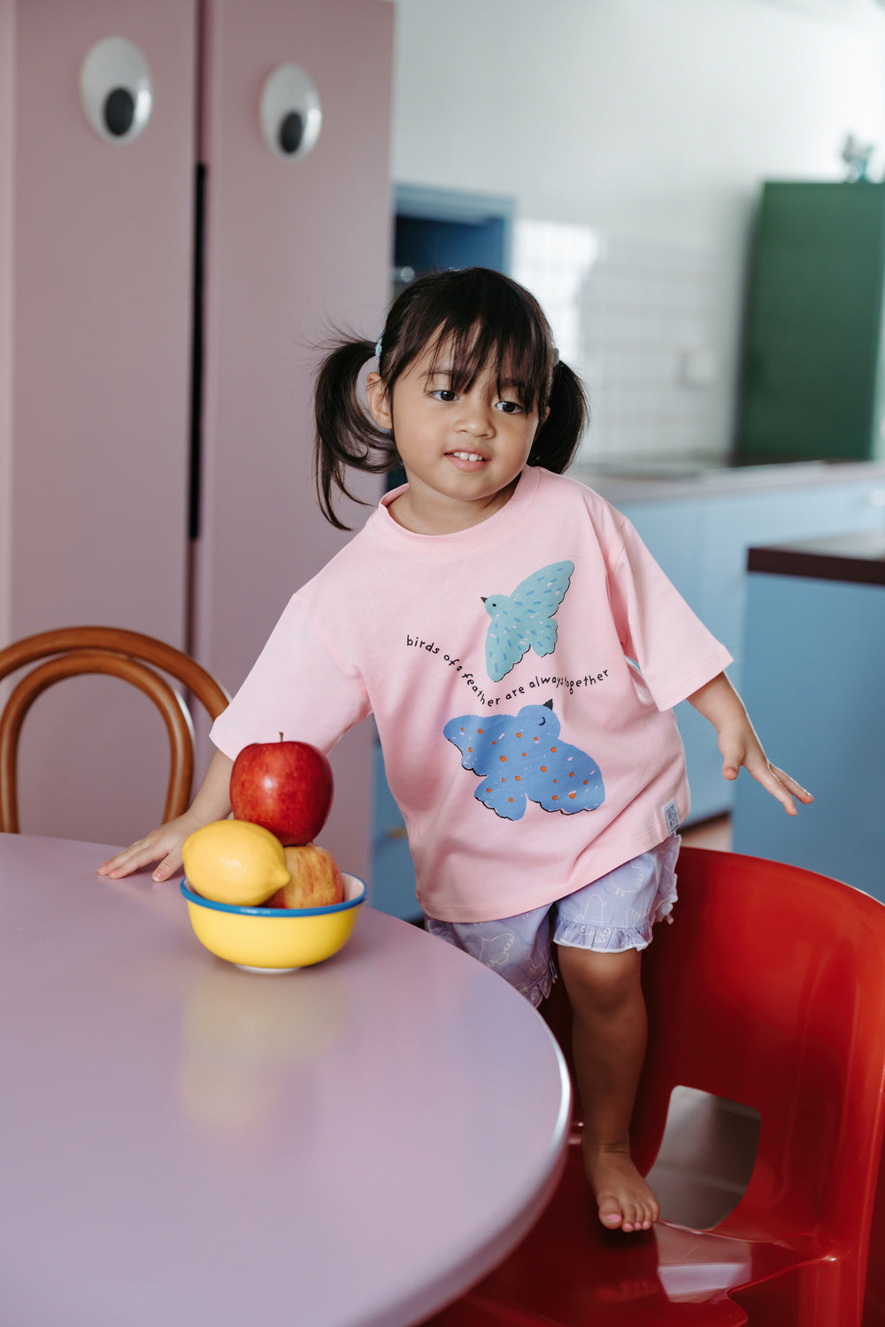 Not Too Big Birds Oversized Tee - Bubblegum