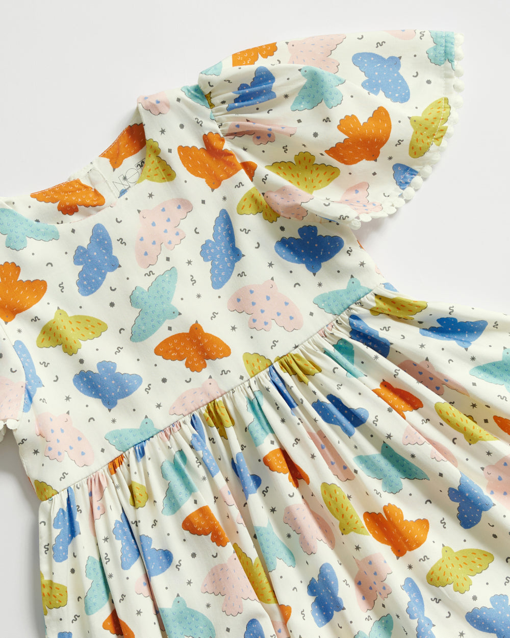 Not Too Big Birds Bell-Sleeved Dress - Pink Playground