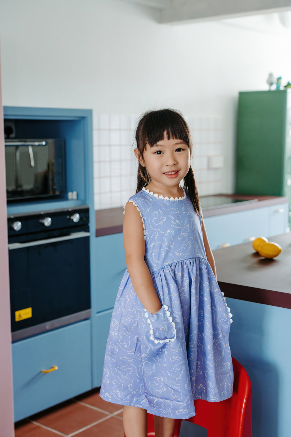 Not Too Big Birds Sleeveless Dress - Periwinkle