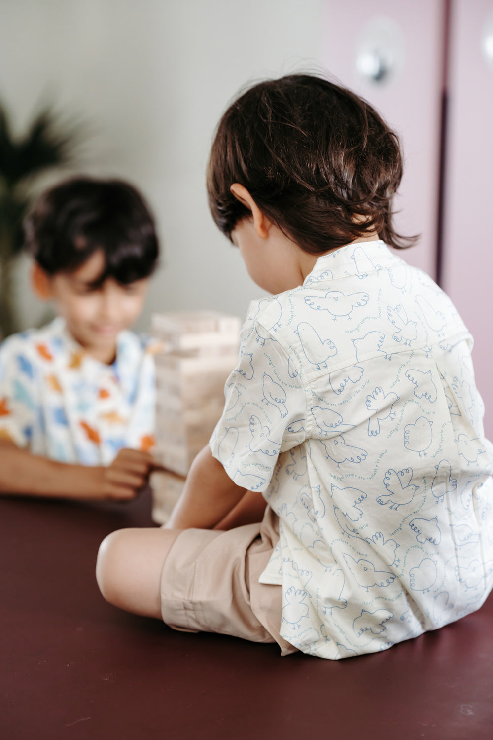 Not Too Big Birds Collared Shirt - Bluebird