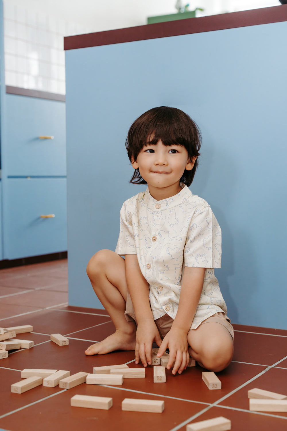 Not Too Big Birds Collared Shirt - Bluebird