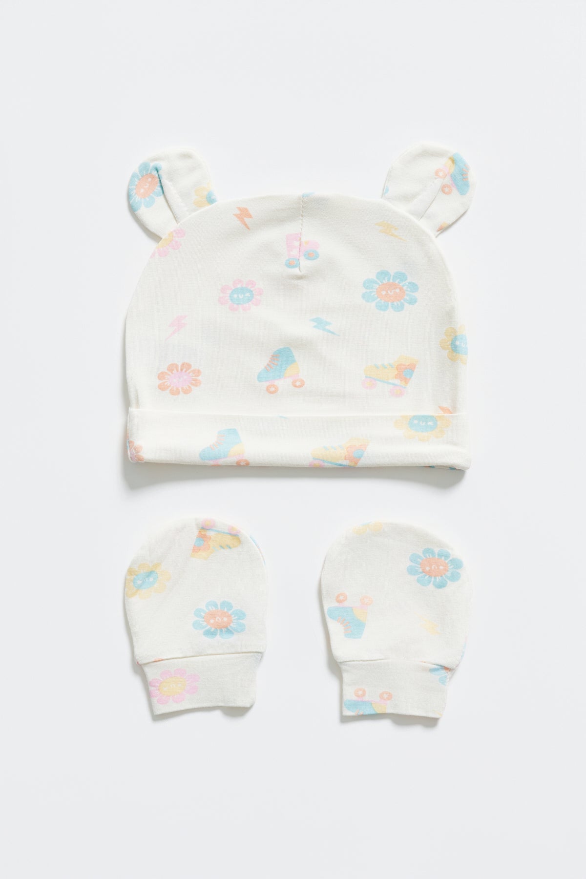 Not Too Big Daisy Crew Hat And Mitt Set