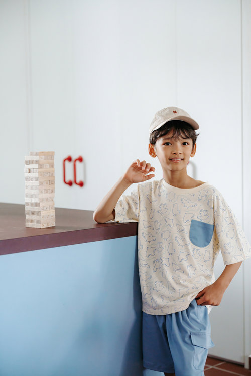 Birds Oversized Pocket Tee - Bluebird