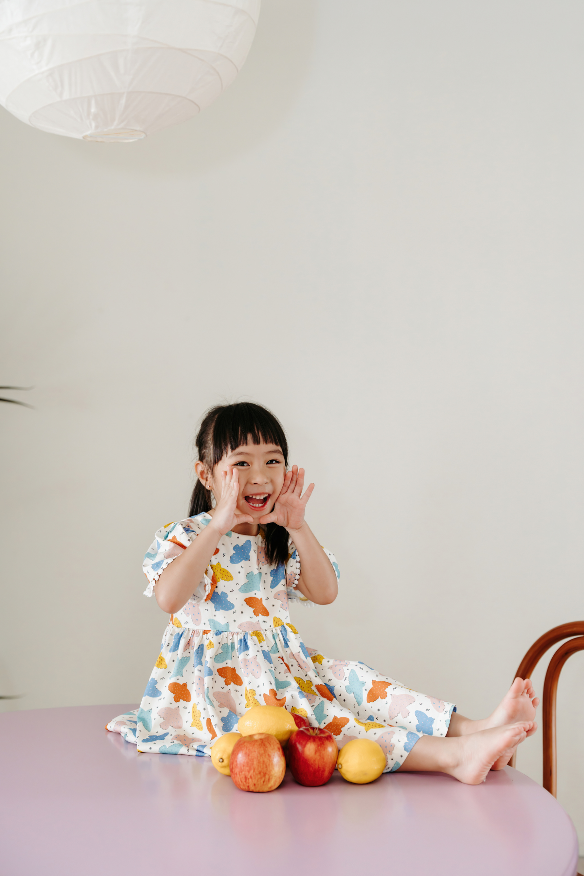 Birds Bell-Sleeved Dress - Pink Playground
