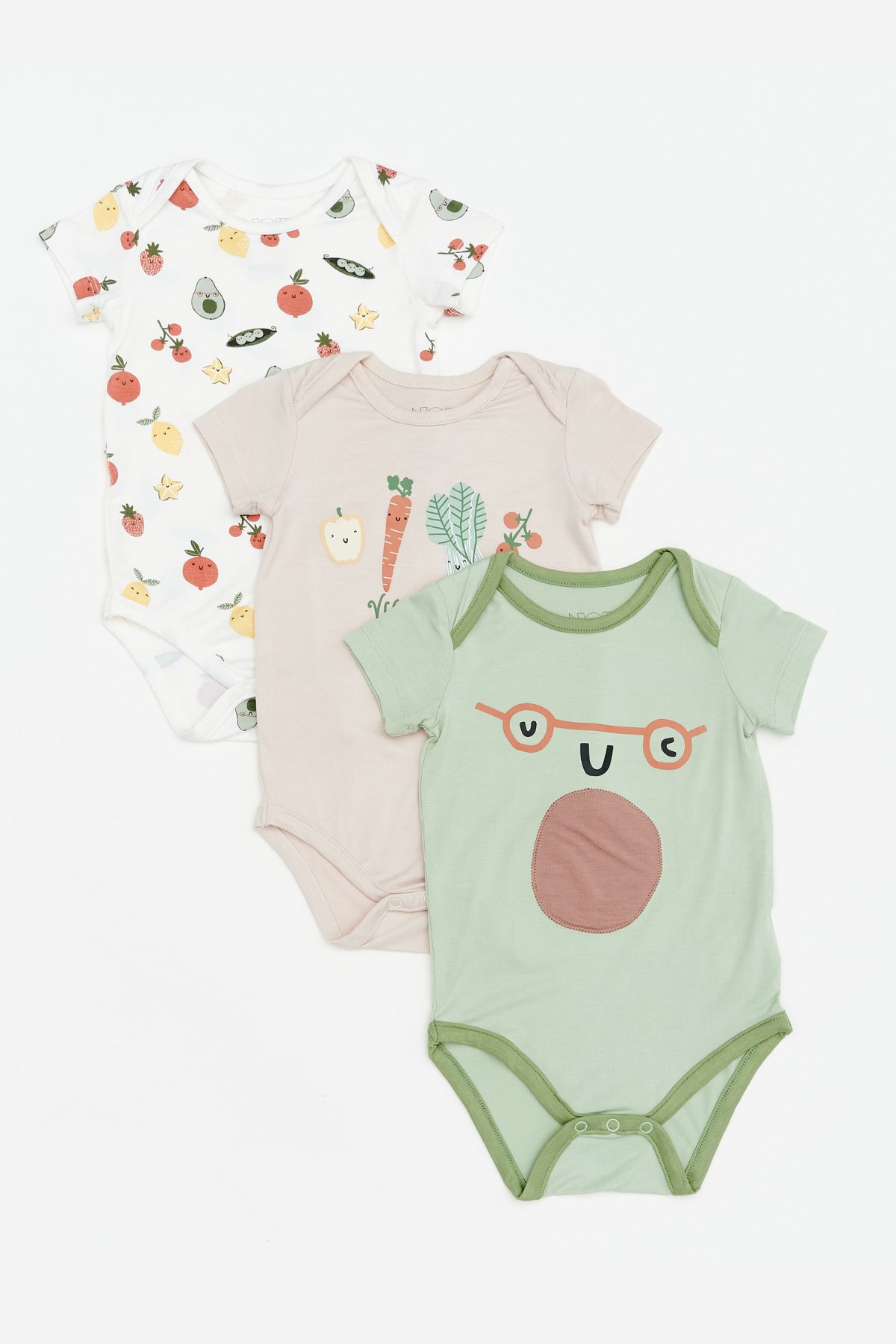 Not Too Big Farm To Table Short Sleeve Bodysuits - 3 Pack