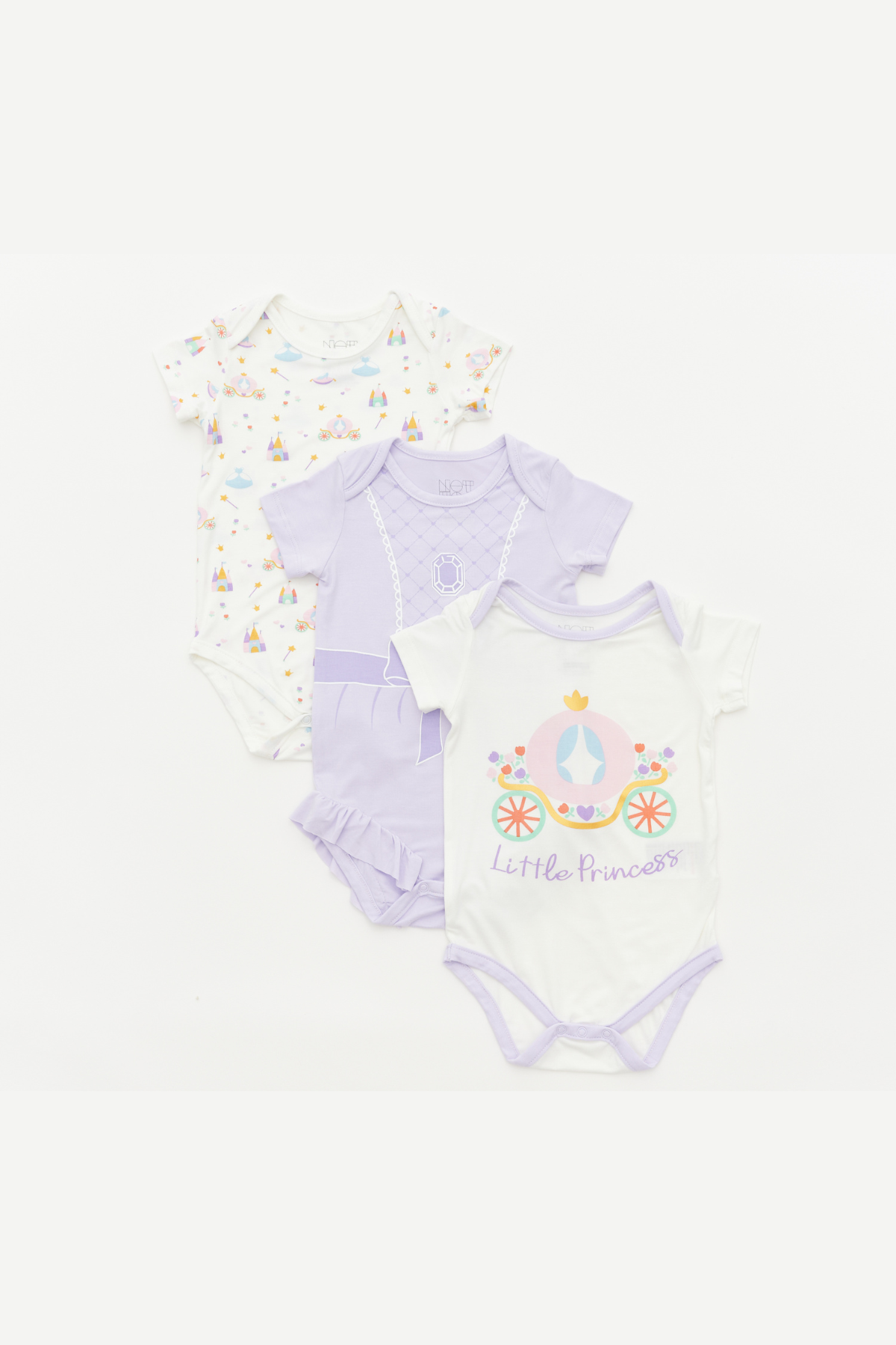 Not Too Big Princess Short Sleeve Bodysuits - 3 Pack