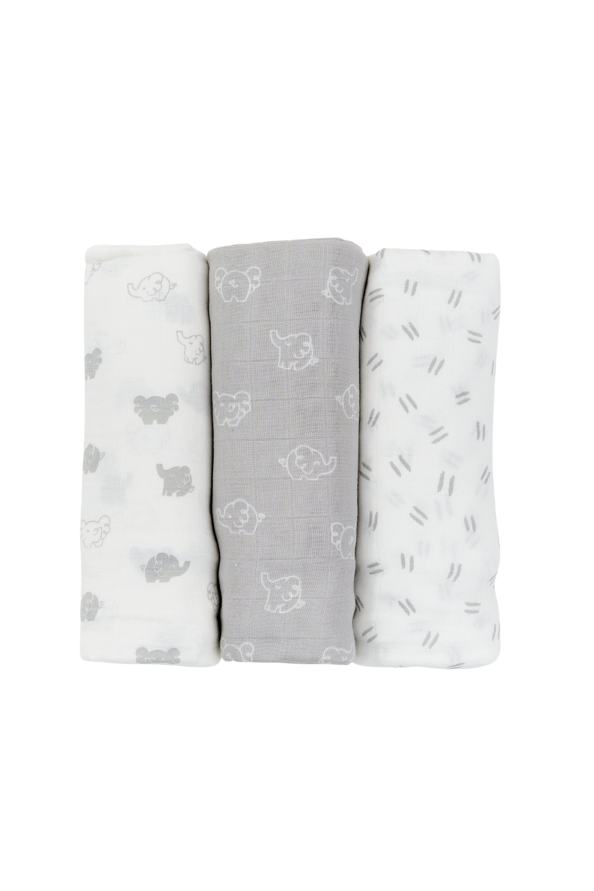 Essential Bamboo Swaddles 3pk - Assorted Designs - Elephant