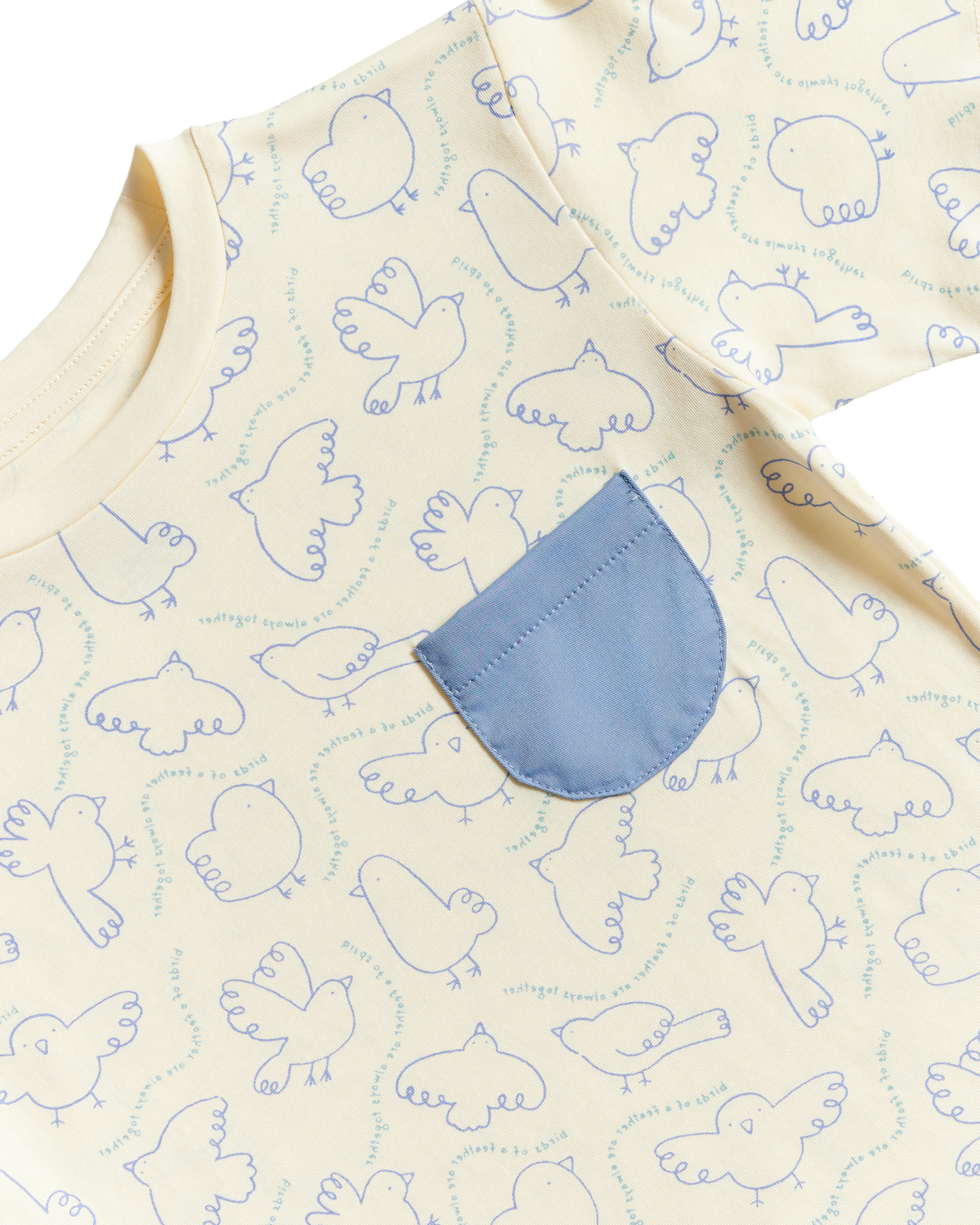 Birds Oversized Pocket Tee - Bluebird