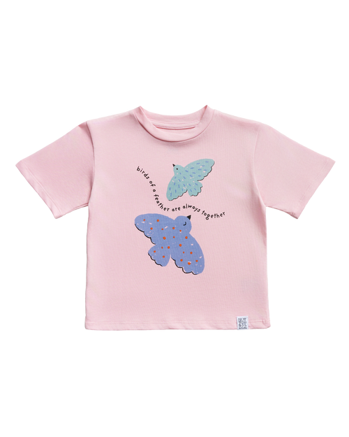 Birds Oversized Tee - Bubblegum