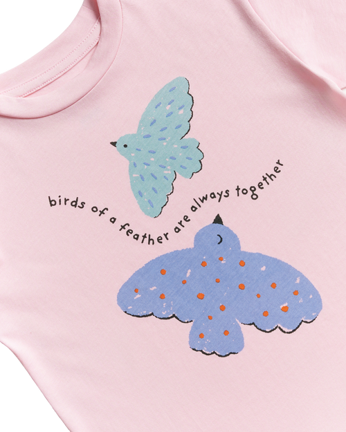 Birds Oversized Tee - Bubblegum