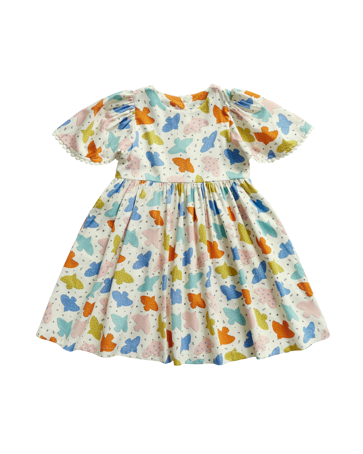 Birds Bell-Sleeved Dress - Pink Playground