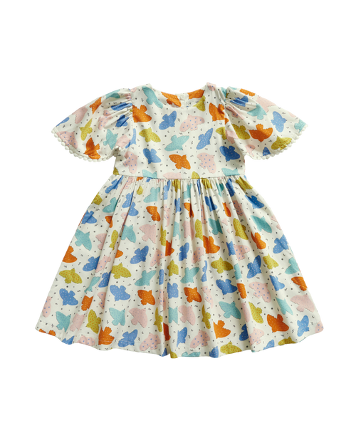 Birds Bell-Sleeved Dress - Pink Playground