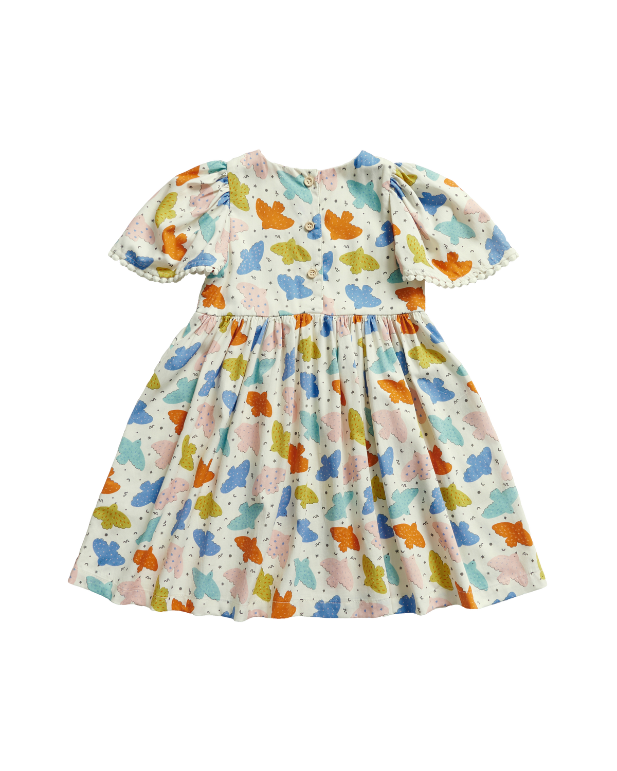 Birds Bell-Sleeved Dress - Pink Playground