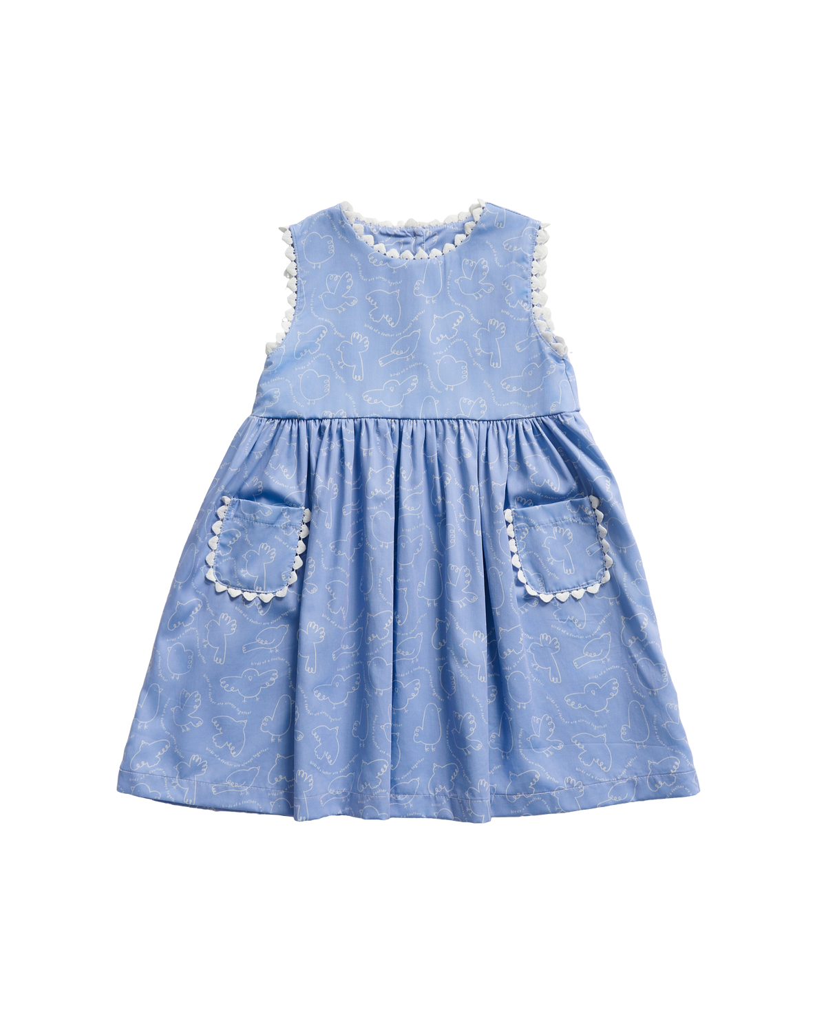 Birds Sleeveless Dress - Periwinkle