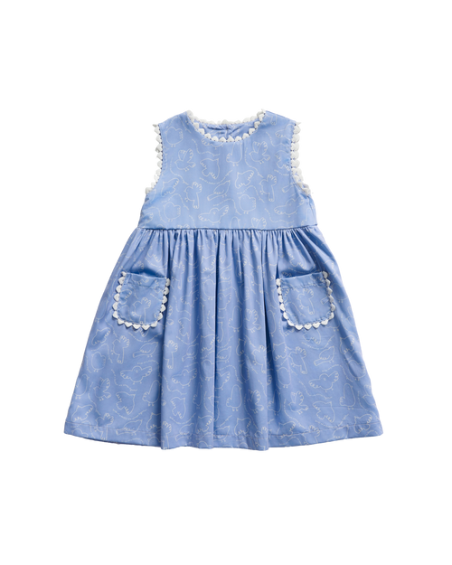 Birds Sleeveless Dress - Periwinkle