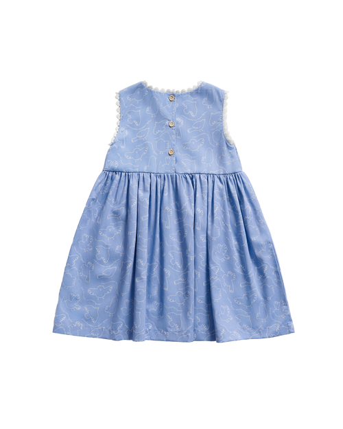 Birds Sleeveless Dress - Periwinkle