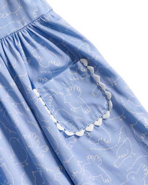 Birds Sleeveless Dress - Periwinkle
