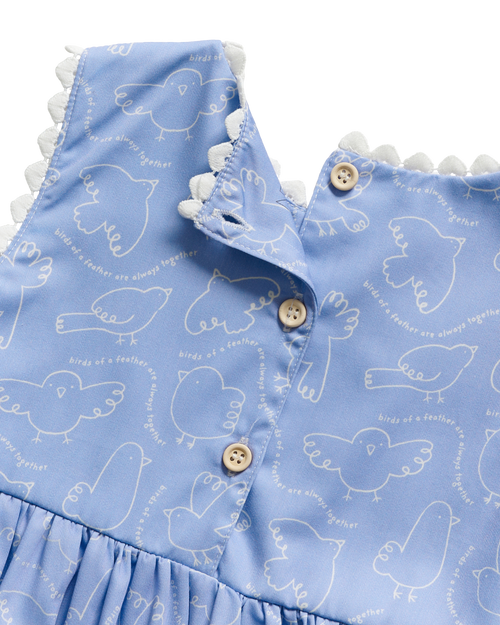 Birds Sleeveless Dress - Periwinkle