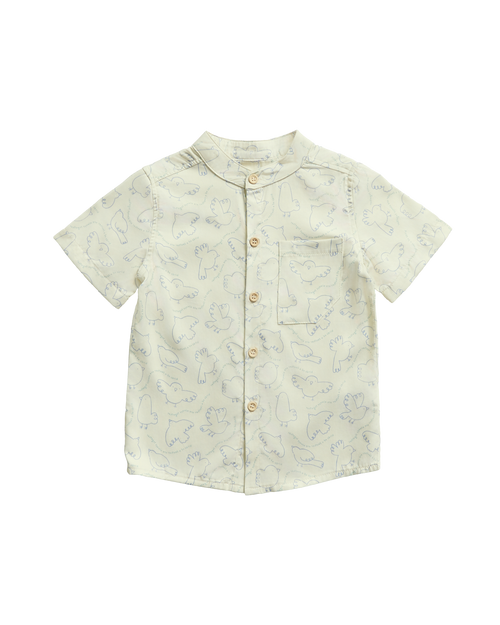 Birds Collared Shirt - Bluebird