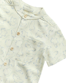 Birds Collared Shirt - Bluebird