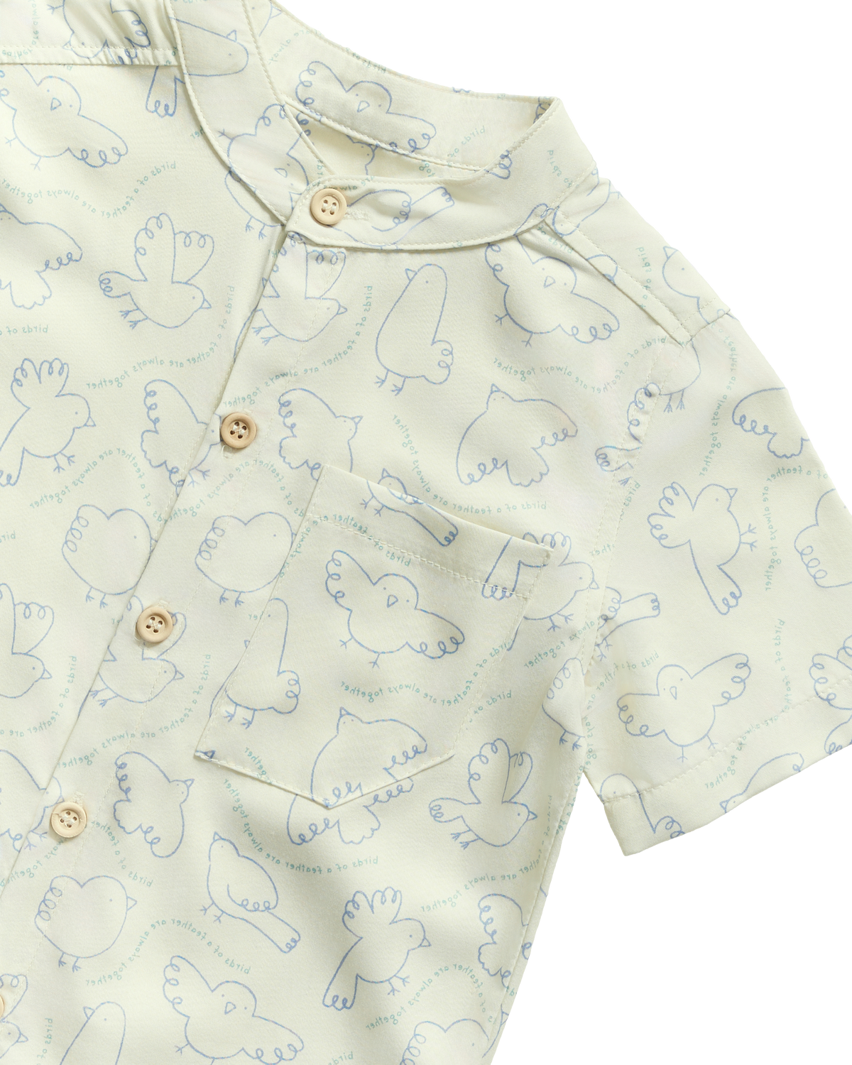 Birds Collared Shirt - Bluebird
