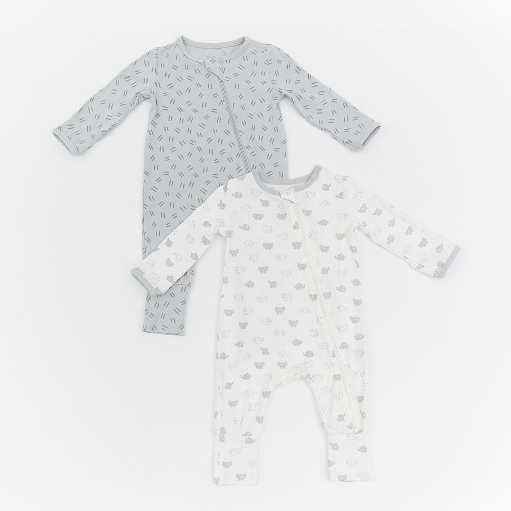 Not Too Big Elephant Sleepsuit -2 Pack