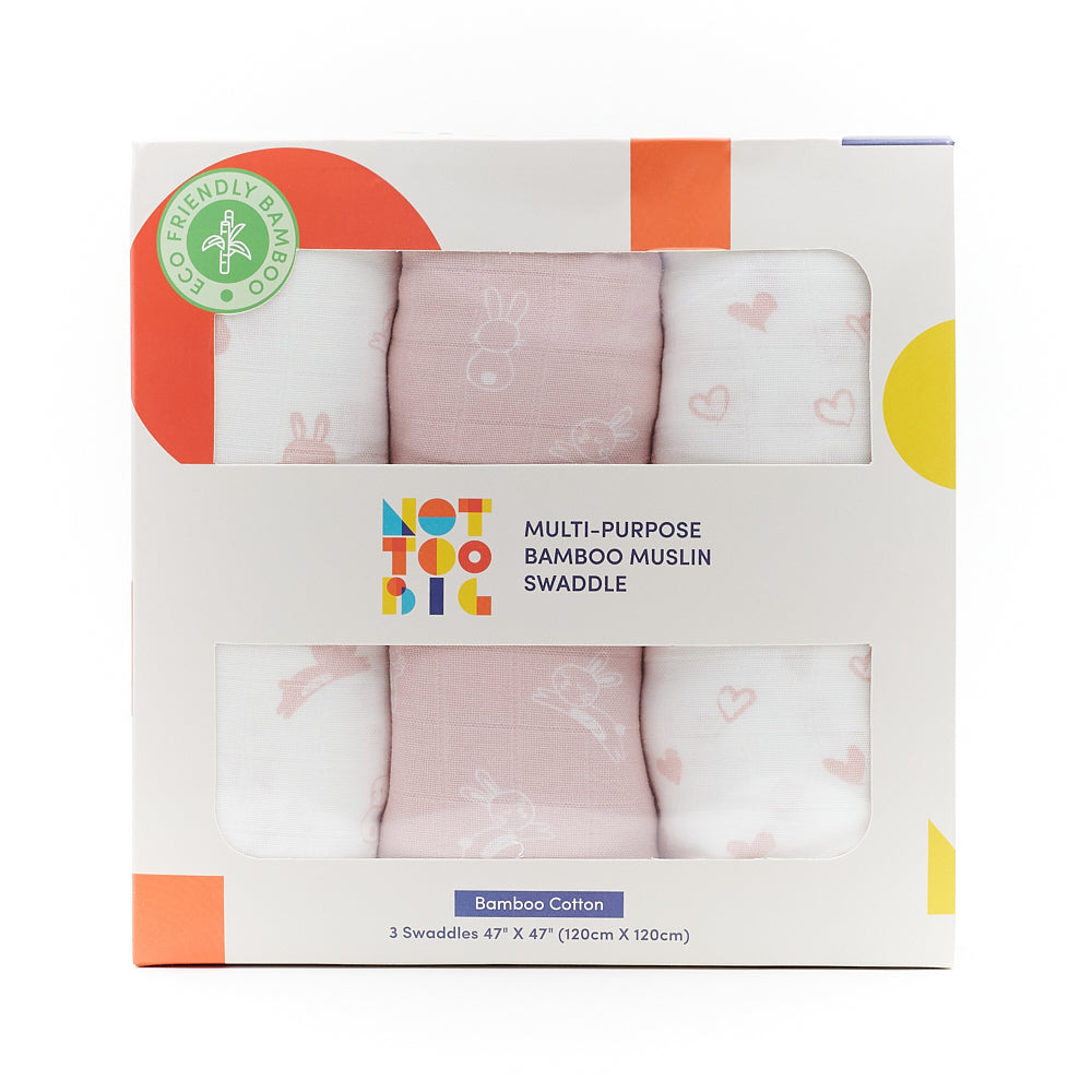 Not Too Big Essential Bamboo Swaddles 3pk - Assorted Colours