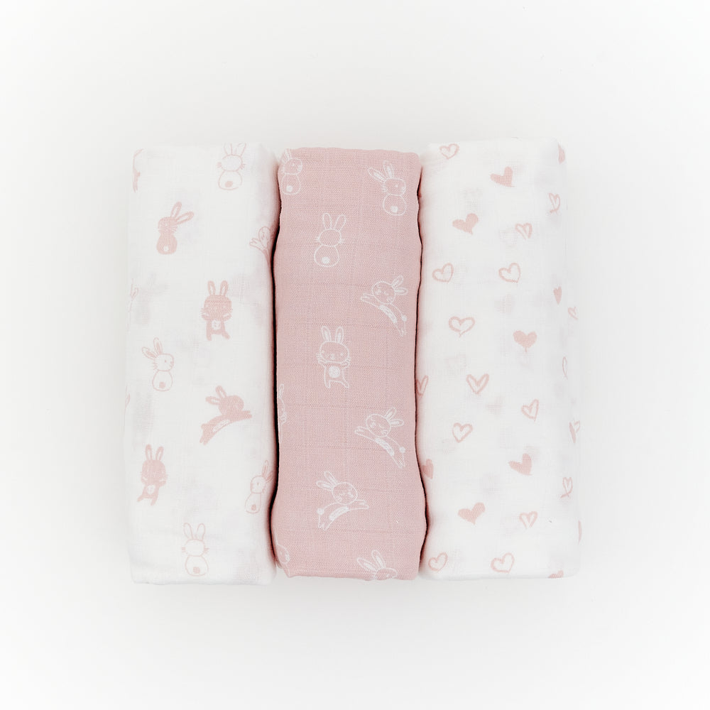 Not Too Big Essential Bamboo Swaddles 3pk - Assorted Colours