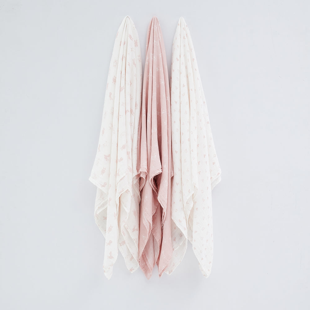 Not Too Big Essential Bamboo Swaddles 3pk - Assorted Colours