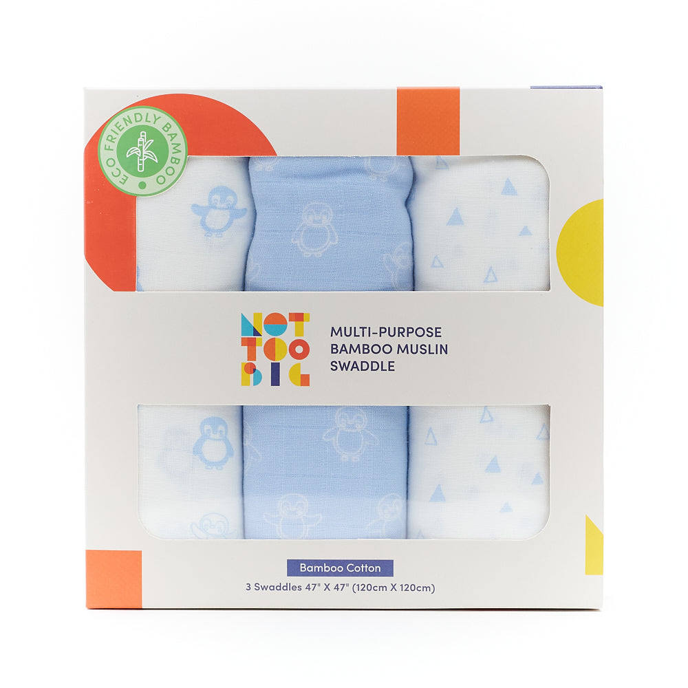 Not Too Big Essential Bamboo Swaddles 3pk - Assorted Colours
