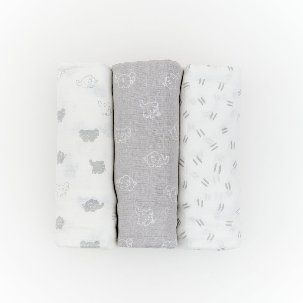 Not Too Big Essential Bamboo Swaddles 3pk - Assorted Colours