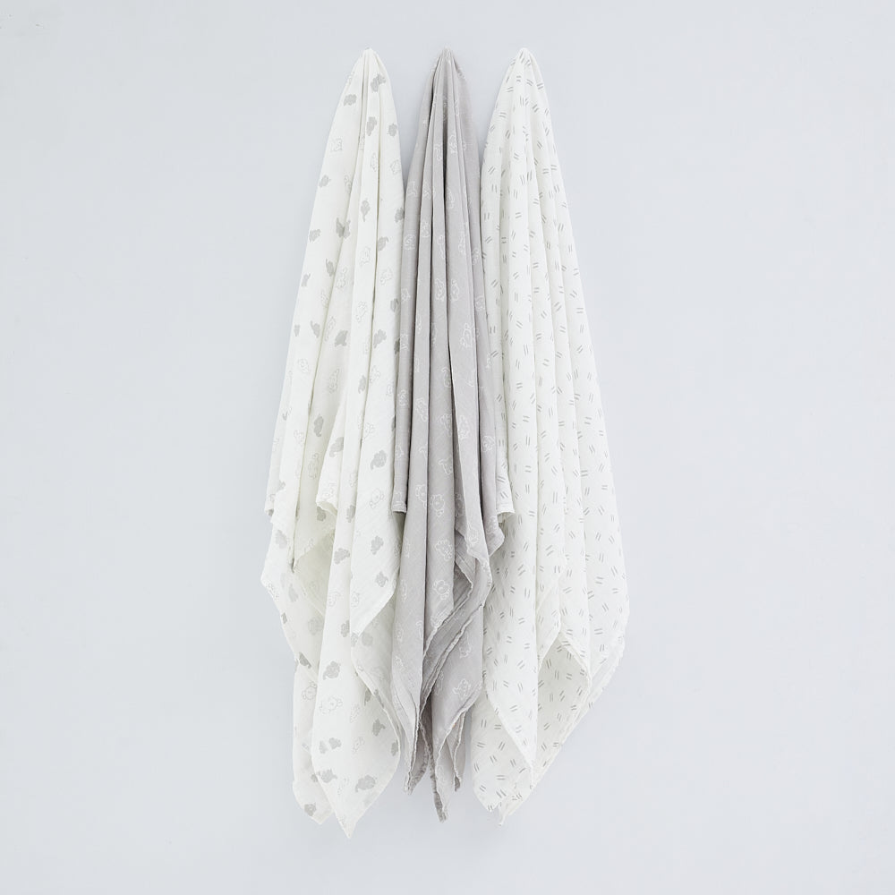 Not Too Big Essential Bamboo Swaddles 3pk - Assorted Colours