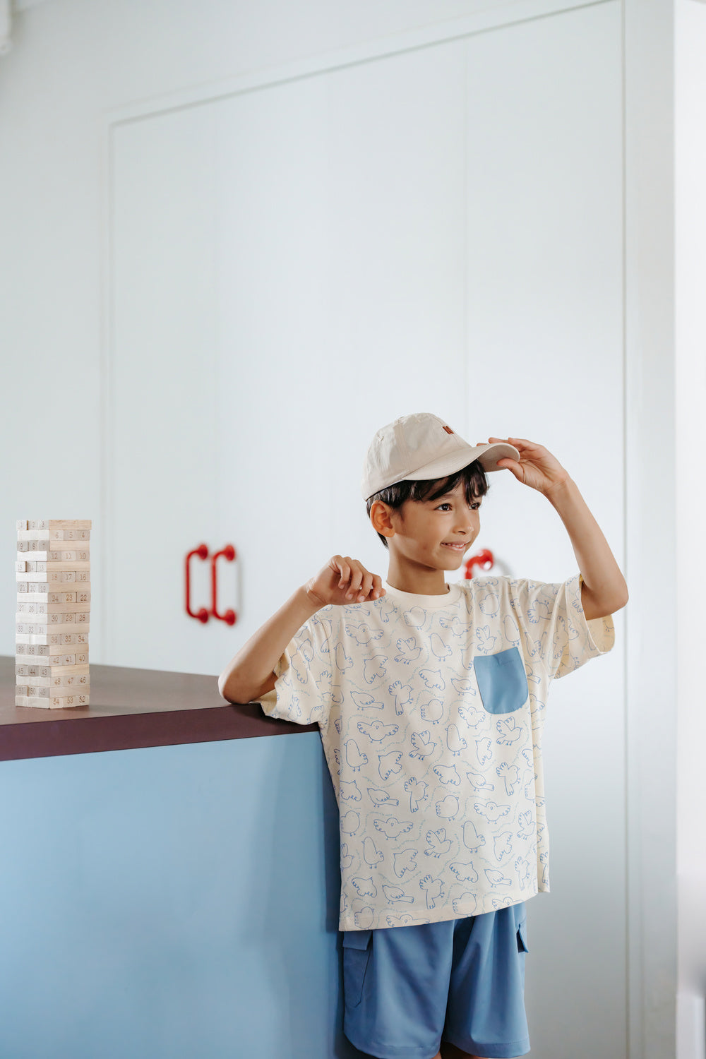 Not Too Big Birds Oversized Pocket Tee - Bluebird