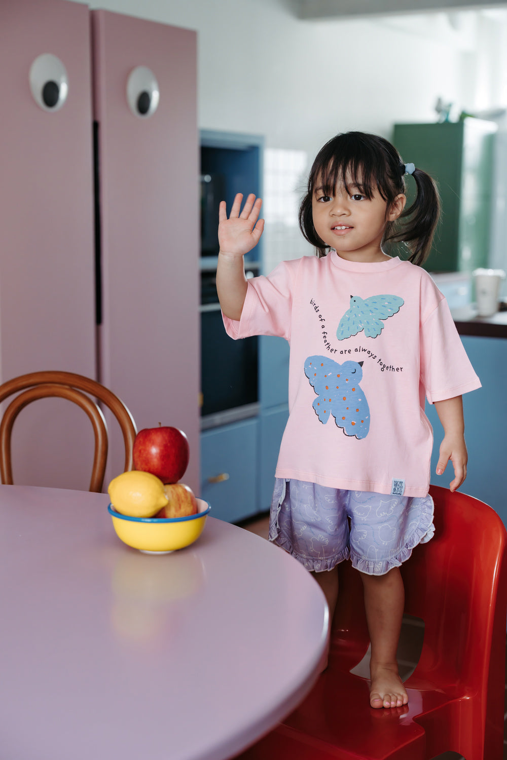 Not Too Big Birds Oversized Tee - Bubblegum