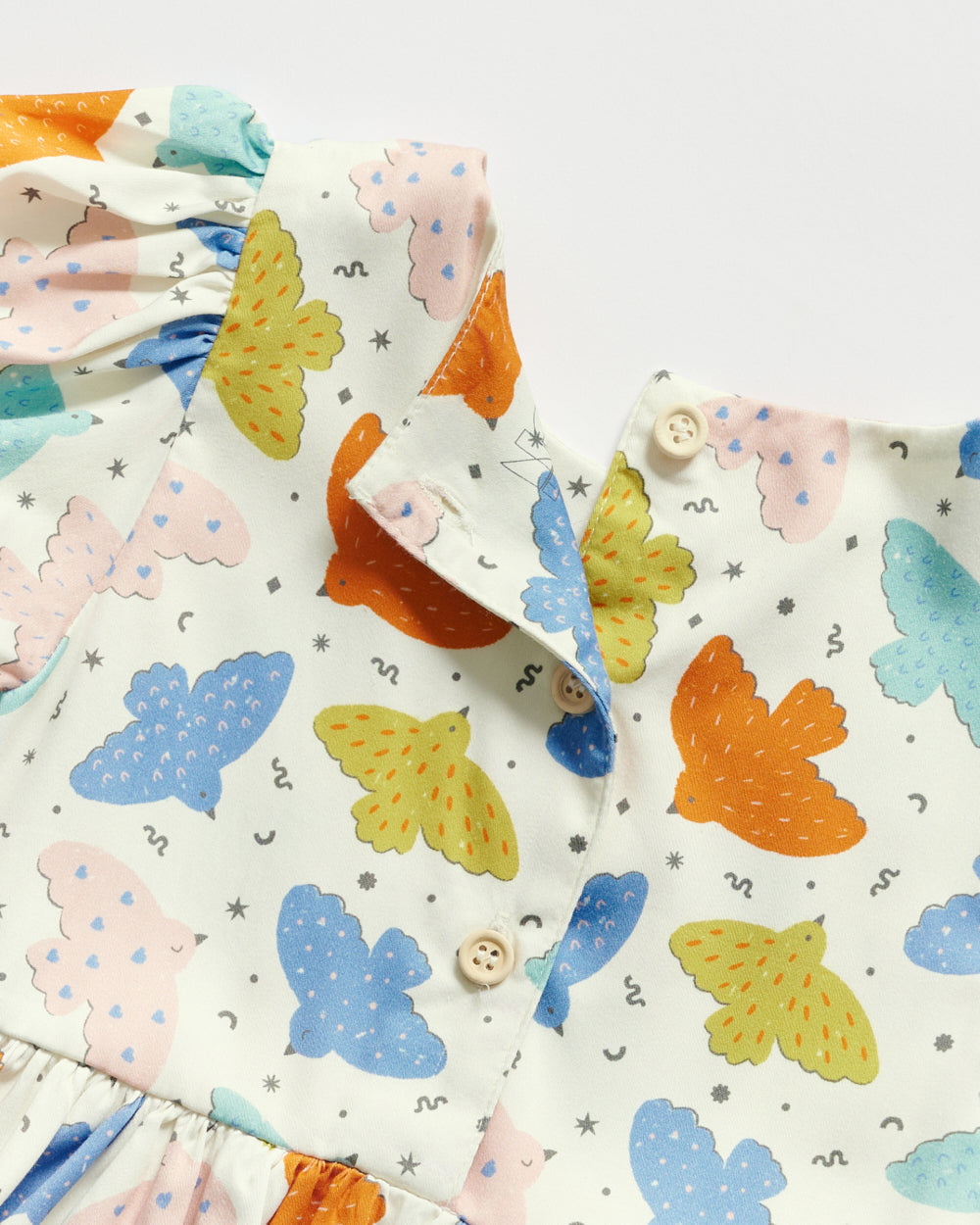 Not Too Big Birds Bell-Sleeved Dress - Pink Playground