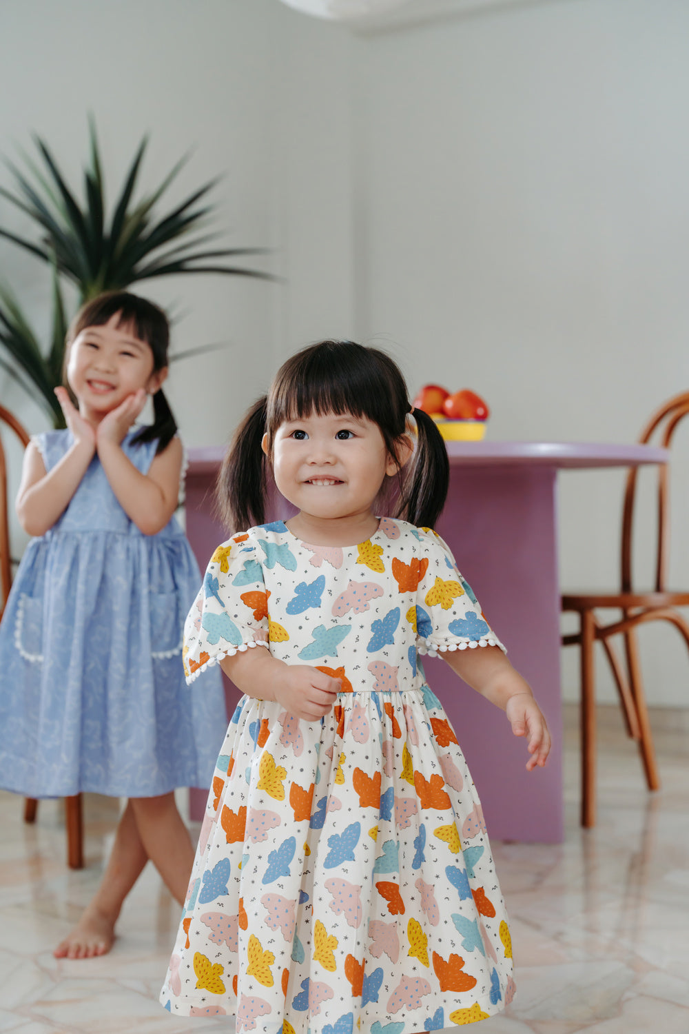 Not Too Big Birds Bell-Sleeved Dress - Pink Playground