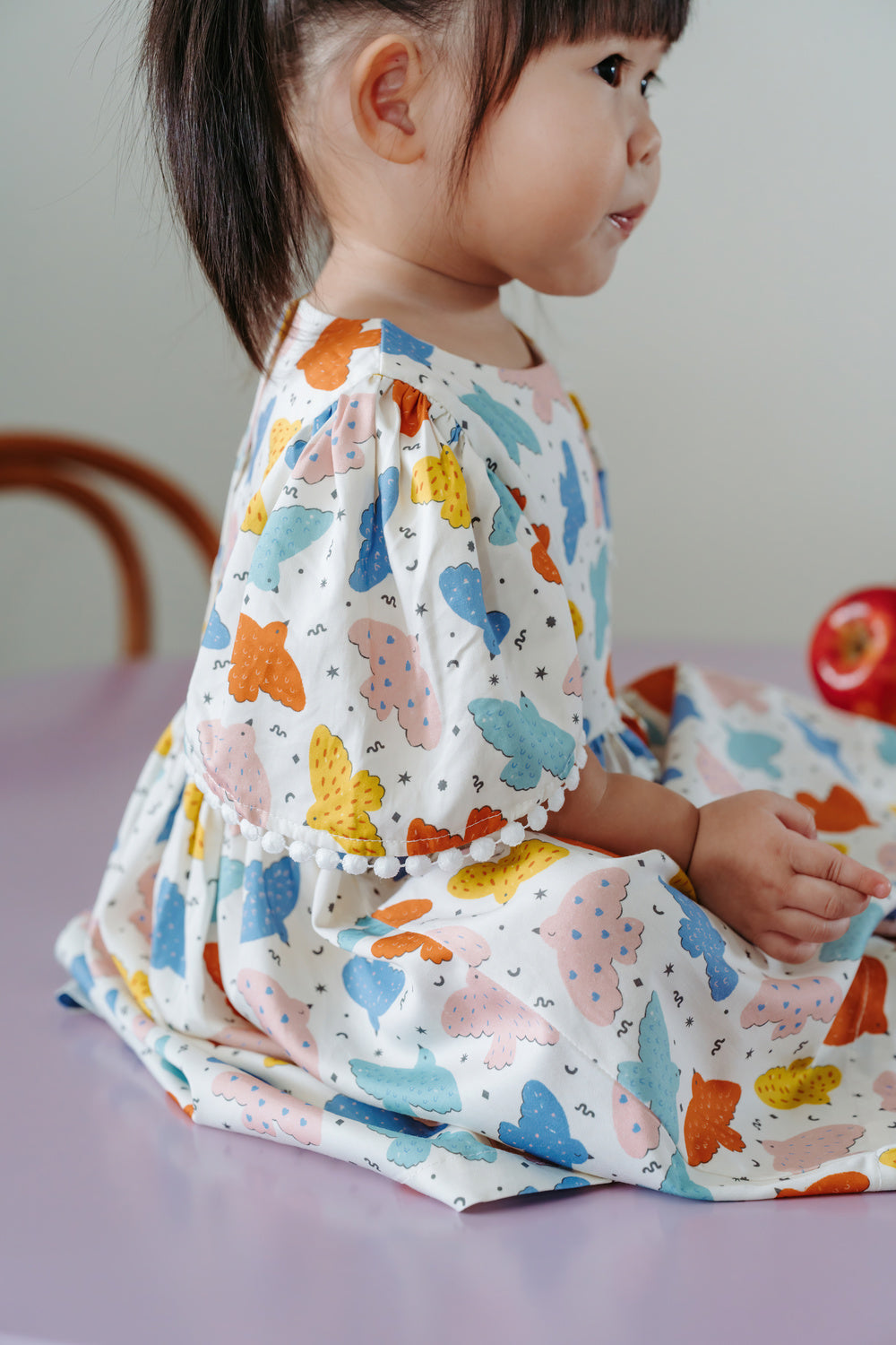 Not Too Big Birds Bell-Sleeved Dress - Pink Playground