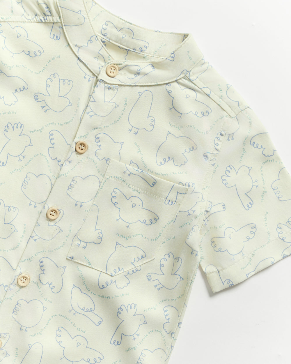Not Too Big Birds Collared Shirt - Bluebird