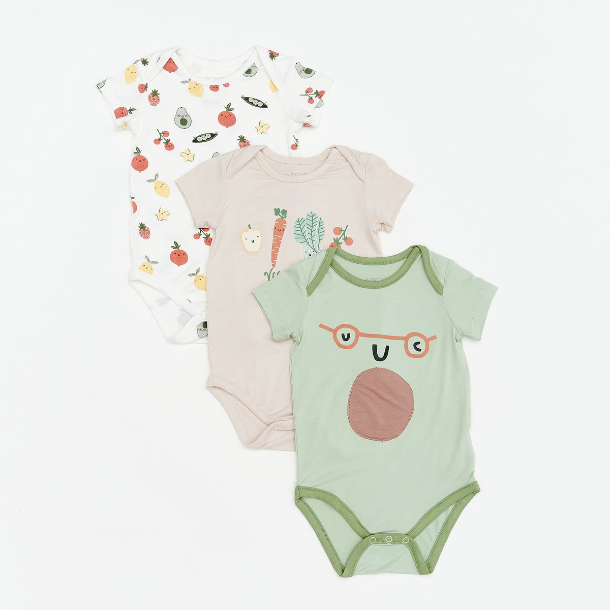 Not Too Big Farm To Table Short Sleeve Bodysuits - 3 Pack