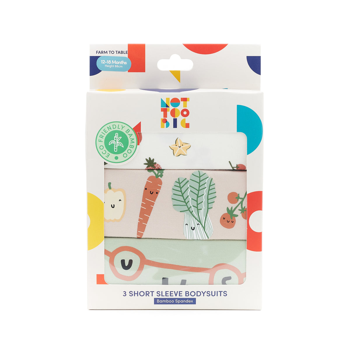 Not Too Big Farm To Table Short Sleeve Bodysuits - 3 Pack