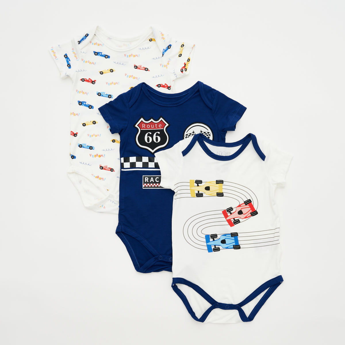 Not Too Big Tiny Racer Short Sleeve Bodysuits - 3 Pack