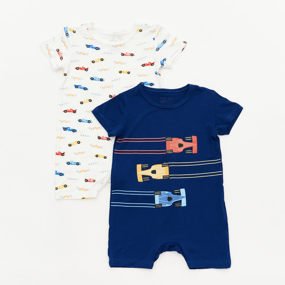 Not Too Big Tiny Racer Short Sleeve Rompers- 2 Pack