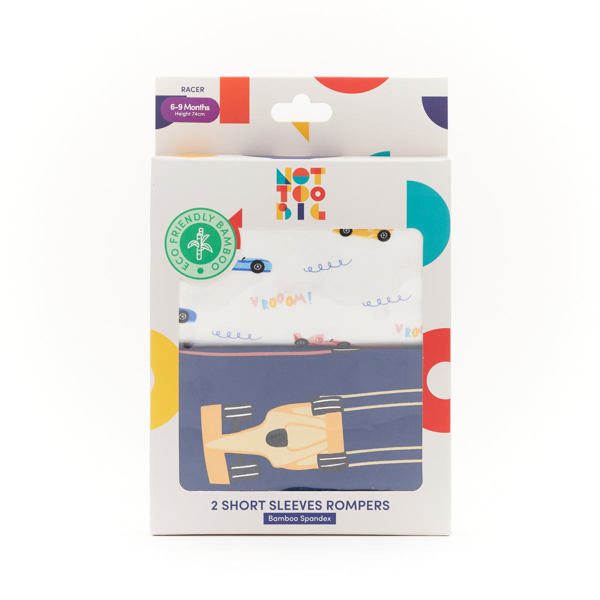 Not Too Big Tiny Racer Short Sleeve Rompers- 2 Pack