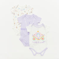 Princess Short Sleeve Bodysuits - 3 Pack