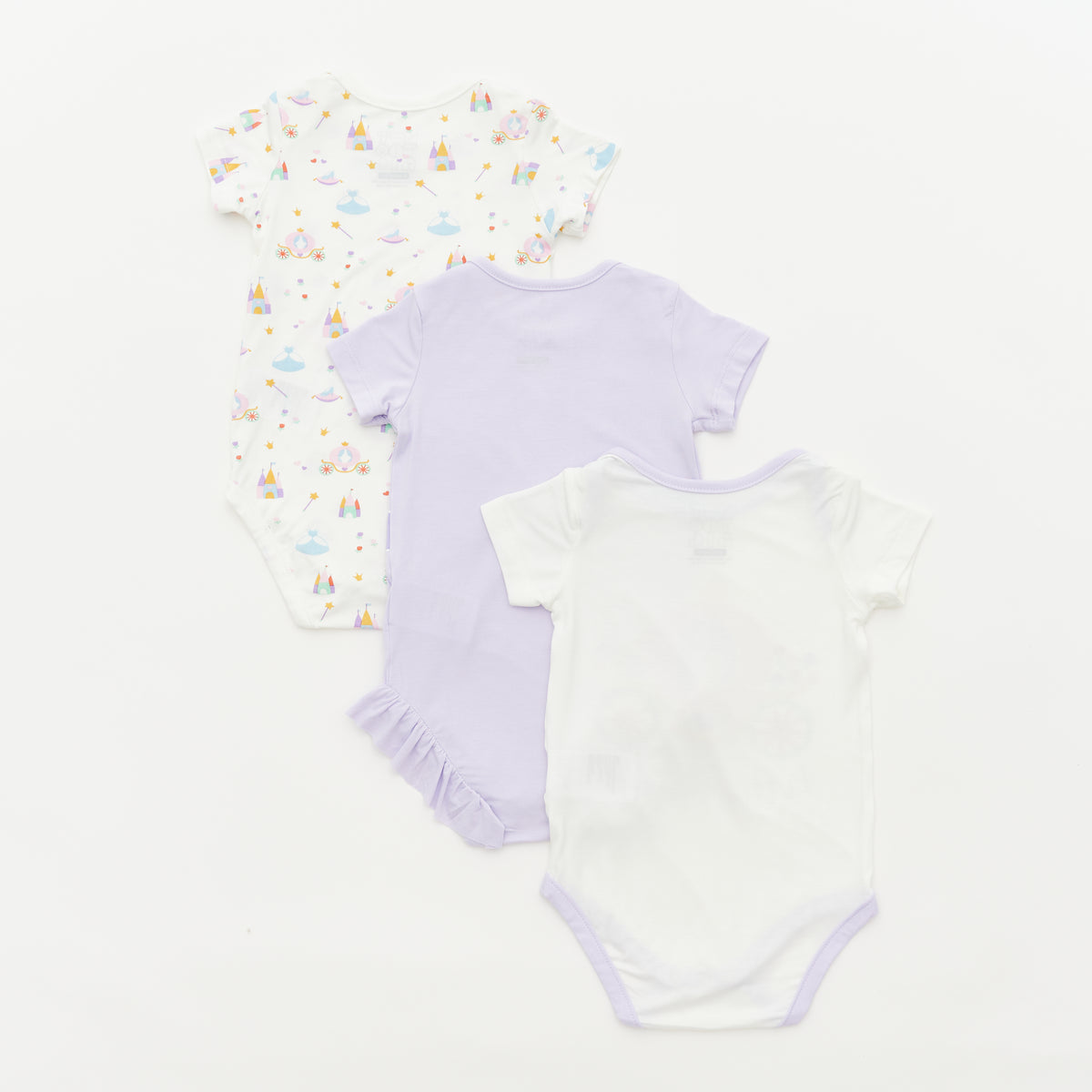 Princess Short Sleeve Bodysuits - 3 Pack