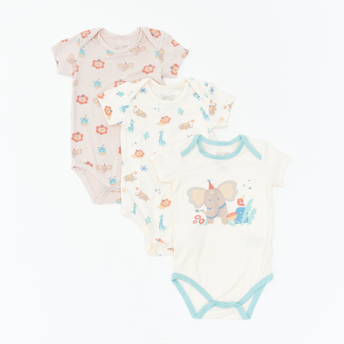 Safari Party Short Sleeve Bodysuit - 3 Pack