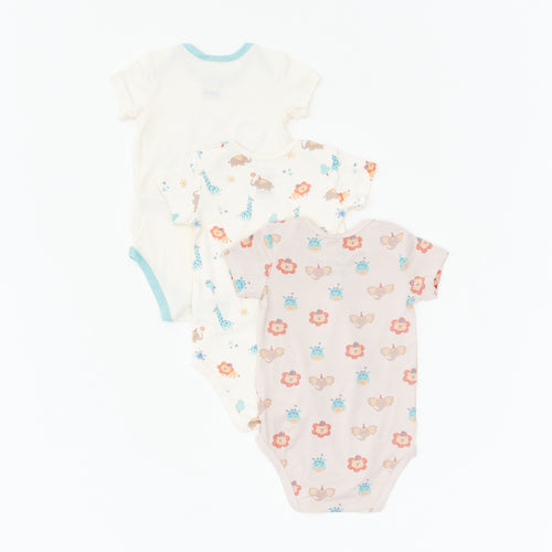 Safari Party Short Sleeve Bodysuit - 3 Pack